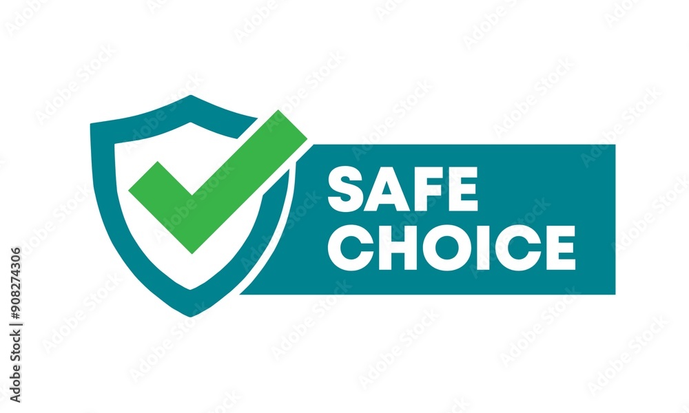 Safe choice icon isolated on white background, check mark approval symbol. Flat design. Safe choice icon isolated on white background, check mark approval symbol. Flat design.