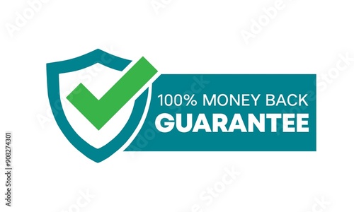Free Download Label design 100% Money Back Guarantee. Guarantee banner. Flat design. 100% Money Back Guarantee icon.  - GFXLoad