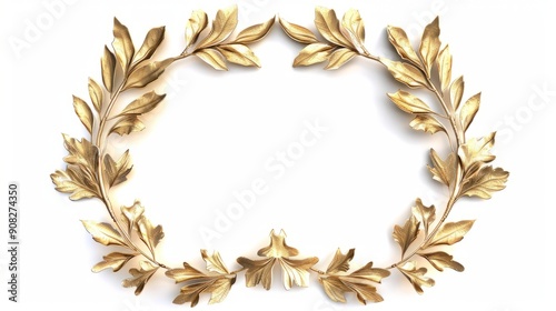 Golden Leaf Frame with White Background 4