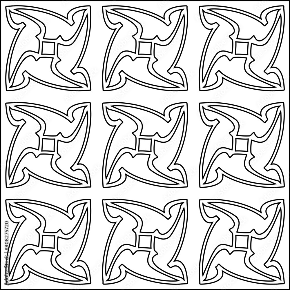 Monochrome ornamental texture with smooth linear shapes, zigzag lines, lace pattern.Abstract black  pattern for web page, textures, card, poster, fabric, textile. White background.