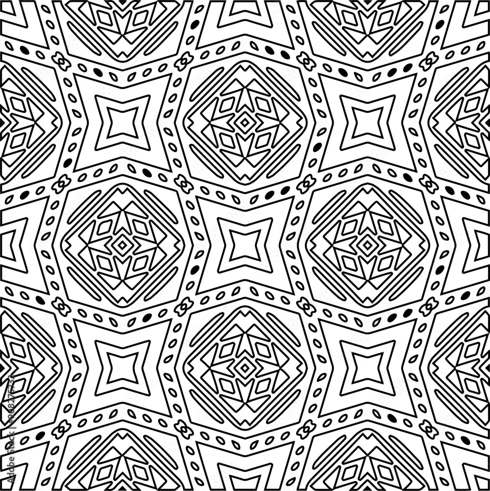 Monochrome ornamental texture with smooth linear shapes, zigzag lines, lace pattern.Abstract black pattern for web page, textures, card, poster, fabric, textile. White background. Monochrome ornamental texture with smooth linear shapes, zigzag lines, lace pattern.Abstract black pattern for web page, textures, card, poster, fabric, textile. White background.