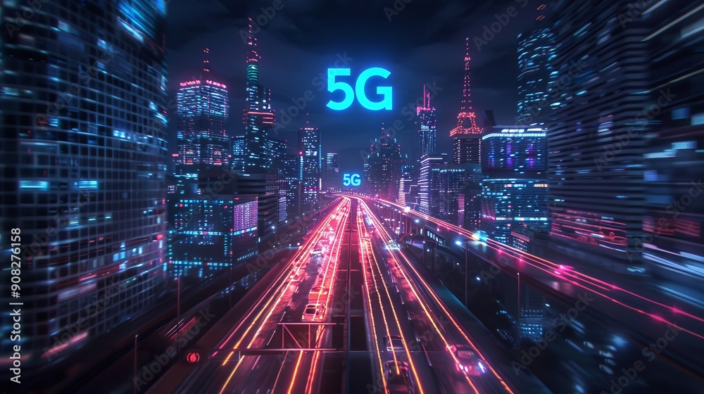 Fototapeta premium 5G Network City Night 2