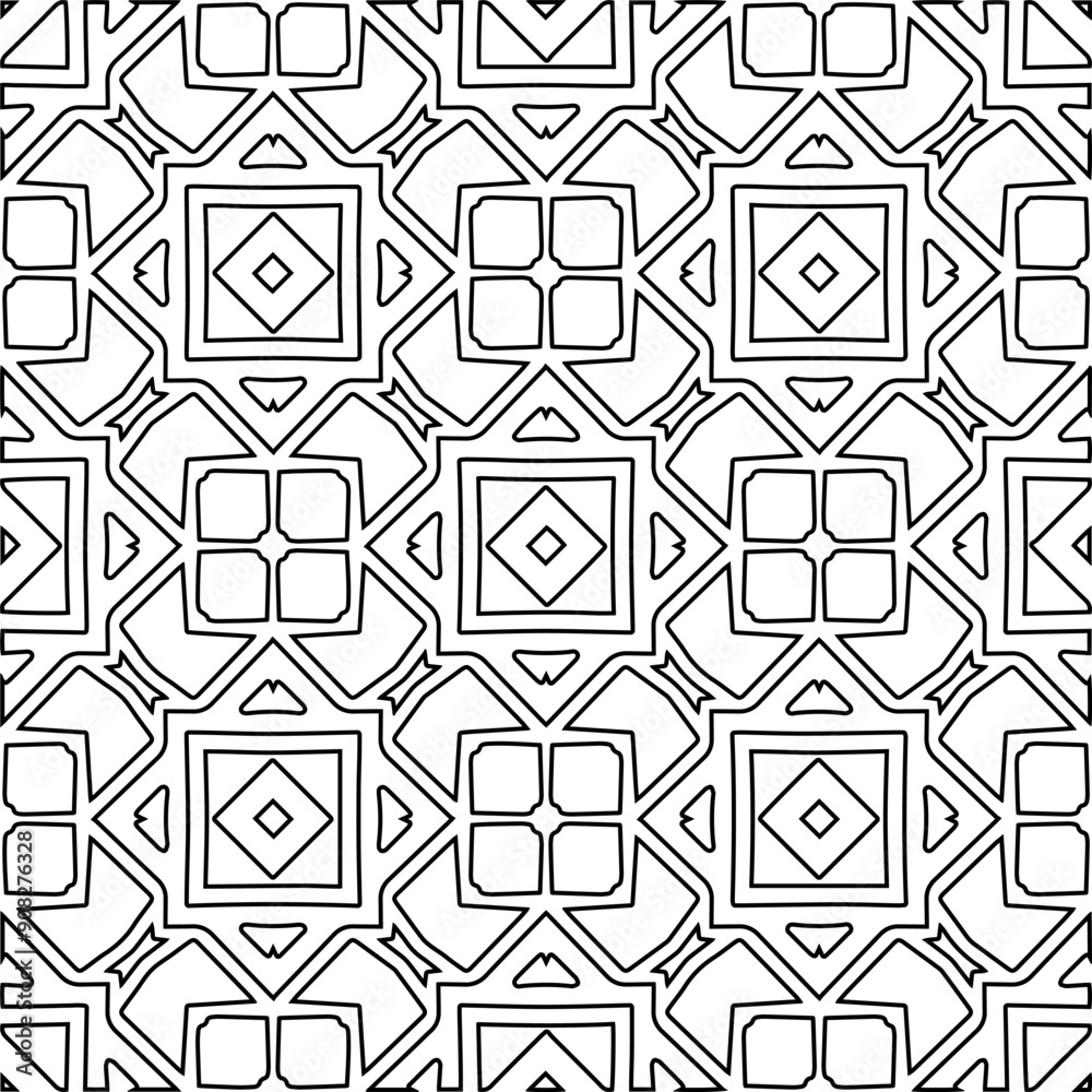 Monochrome ornamental texture with smooth linear shapes, zigzag lines, lace pattern.Abstract black pattern for web page, textures, card, poster, fabric, textile. White background. Monochrome ornamental texture with smooth linear shapes, zigzag lines, lace pattern.Abstract black pattern for web page, textures, card, poster, fabric, textile. White background.