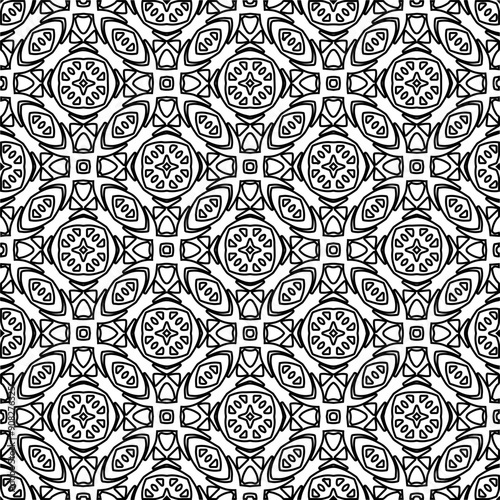  Monochrome ornamental texture with smooth linear shapes, zigzag lines, lace pattern.Abstract black pattern for web page, textures, card, poster, fabric, textile. White background.