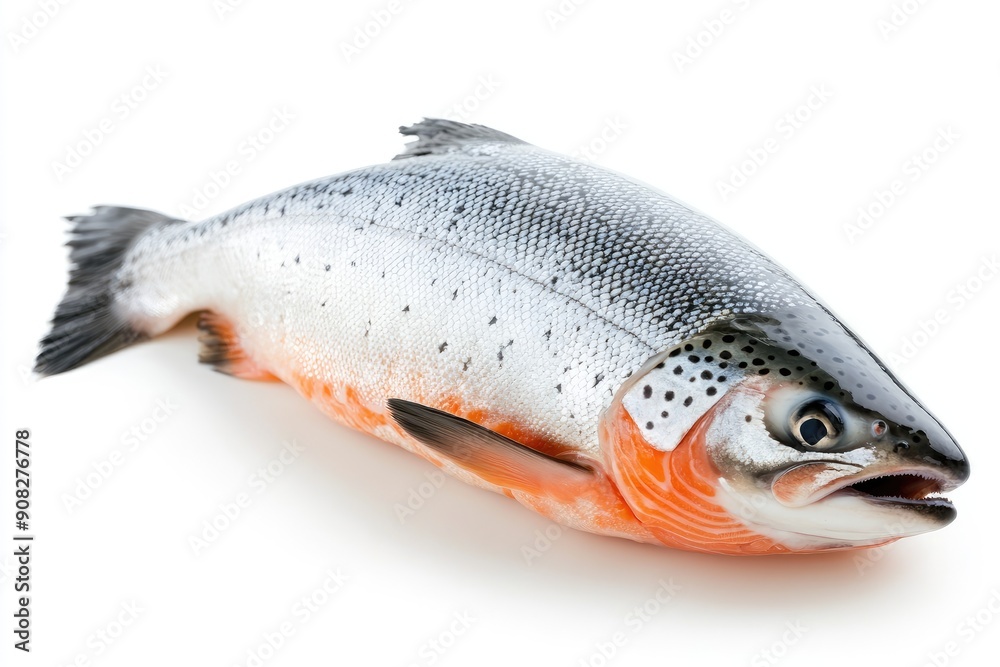 Obraz premium Fresh Whole Raw Salmon with Open Mouth