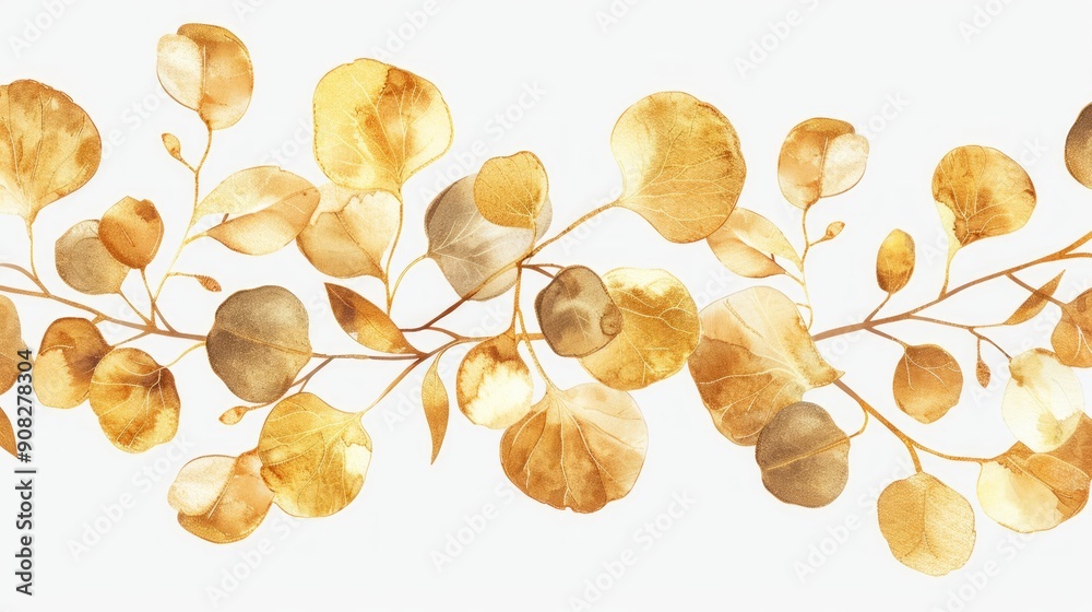 Fototapeta premium Gold Leaves Illustration 6