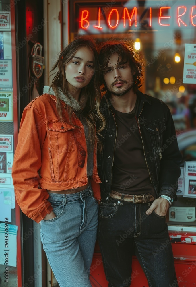 Fototapeta premium Couple Exploring Vibrant City Market 2