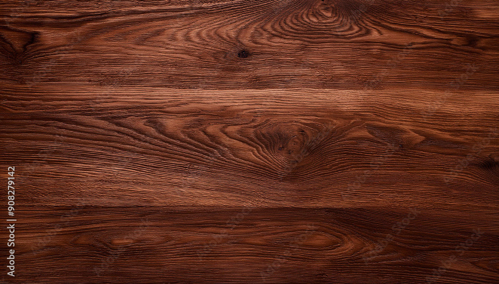 Fototapeta premium Walnut wood texture or background; dark brown wooden table surface