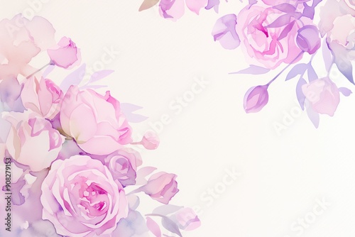Lavender Pink Rose Horizontal Bottom Border with Copy Space