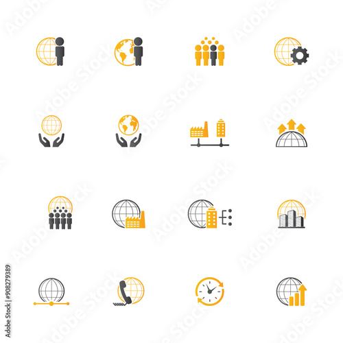 Universal business management and human resources icon set. Universal icons for web and mobile. Vector.	