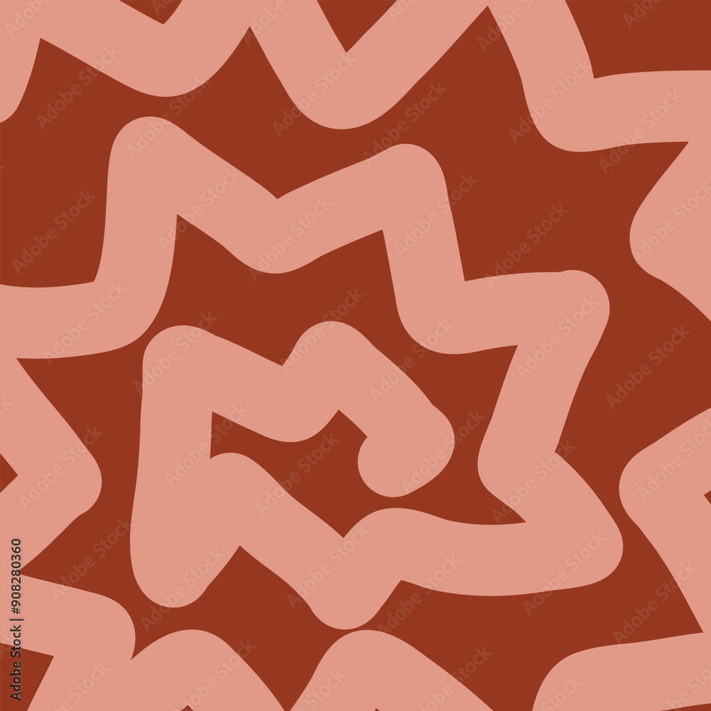 The painting depicts a seamless pattern of pink lines intricately arranged on a bright brown background, creating a striking visual effect The painting depicts a seamless pattern of pink lines intricately arranged on a bright brown background, creating a striking visual effect