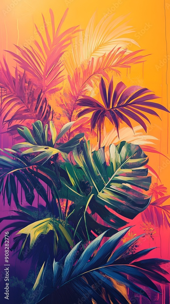 Vibrant Tropical Plant Banner with Exotic Patterns Vibrant Tropical Plant Banner with Exotic Patterns