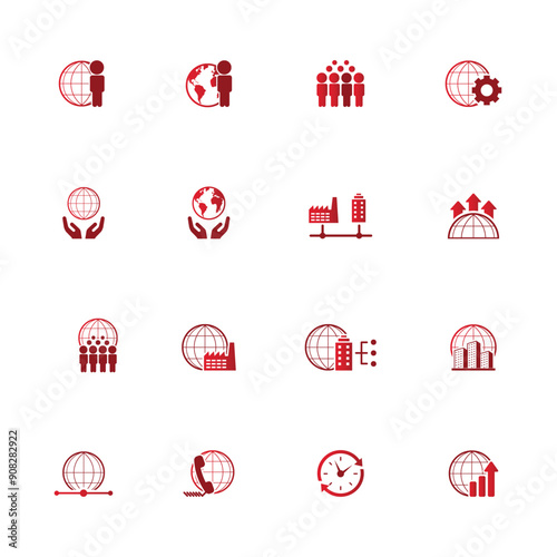 Universal business management and human resources icon set. Universal icons for web and mobile. Vector.	