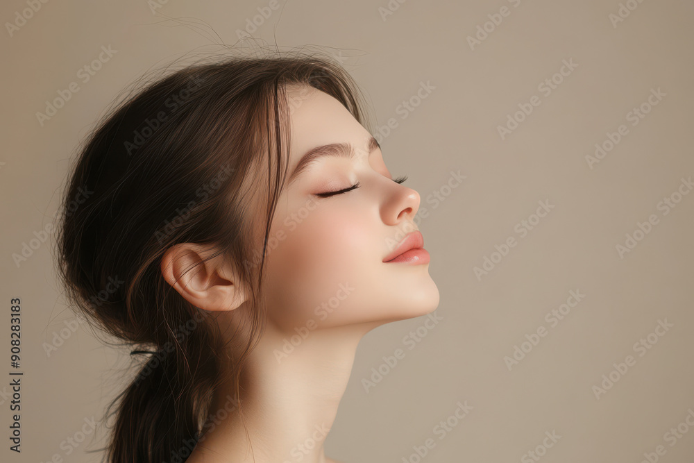 A close up of a girl's face with her eyes closed A close up of a girl's face with her eyes closed