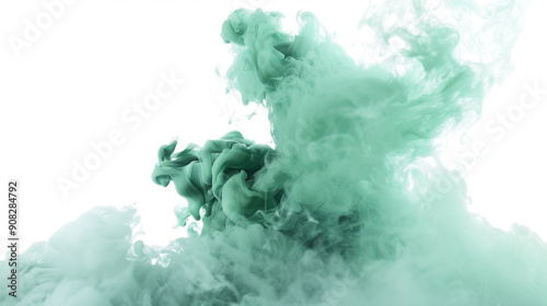 Green smoke on an isolated white background, object focused, png, stock image, hd quality