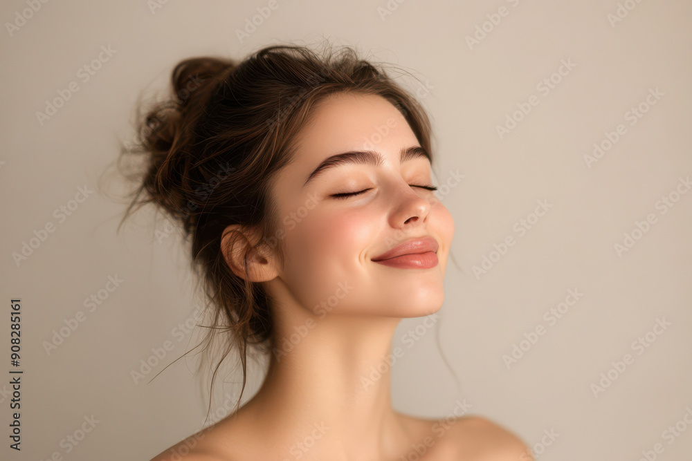 A close up of a girl's face with her eyes closed A close up of a girl's face with her eyes closed