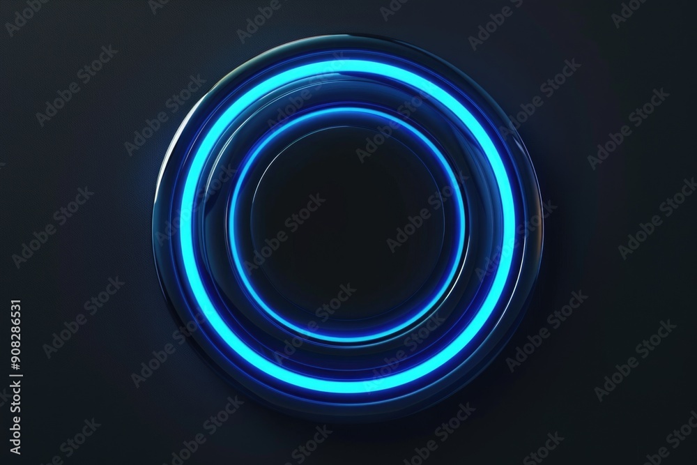 A bright blue neon ring on a dark background A bright blue neon ring on a dark background