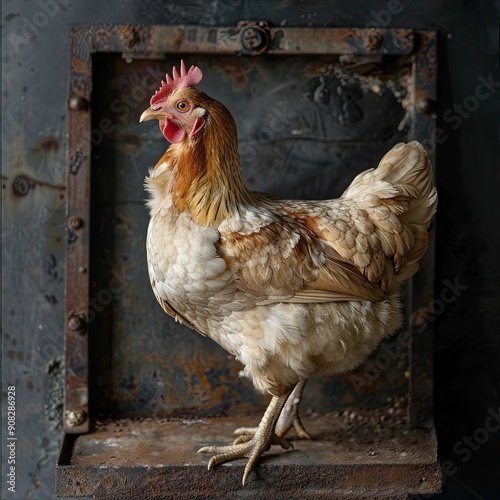 chicken isolated on metal background