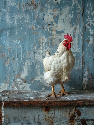 chicken isolated on metal background