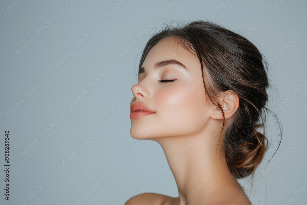 A close up of a girl's face with her eyes closed A close up of a girl's face with her eyes closed