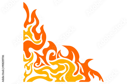 Frame or border decorative ornament design with a fire theme
