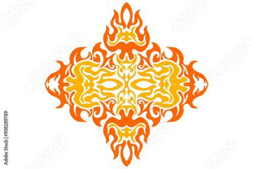 Frame or border decorative ornament design with a fire theme