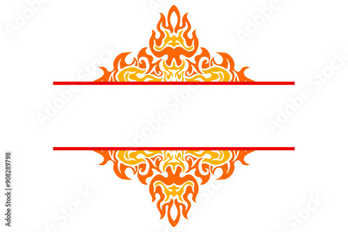 Frame or border decorative ornament design with a fire theme