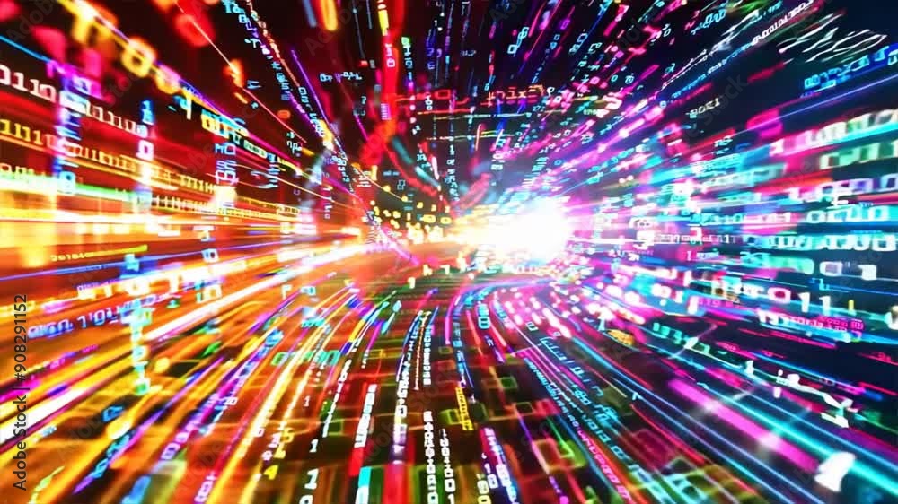 dynamic background with flowing digital data and bright colors dynamic background with flowing digital data and bright colors