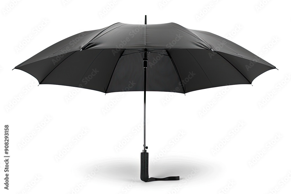 Black umbrella isolated on white. This photo is perfect for illustrating concepts of protection, shelter, or safety. Black umbrella isolated on white. This photo is perfect for illustrating concepts of protection, shelter, or safety.