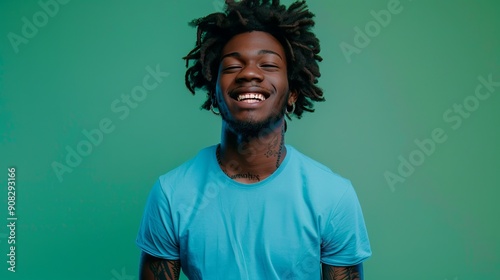 Smiling Man on Green Background 7