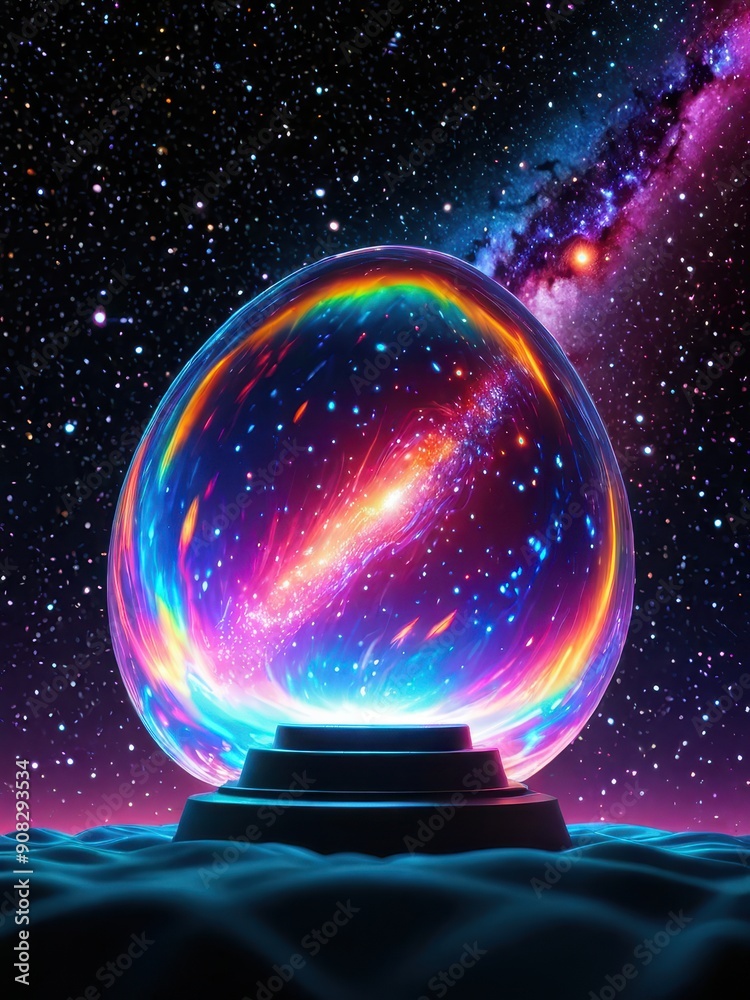Cosmic Sphere with Galaxy Inside. Cosmic Sphere with Galaxy Inside.