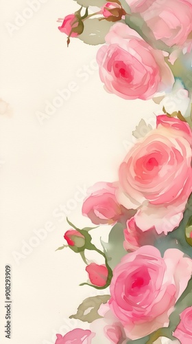 Free watercolor Rose blossom drawing white background