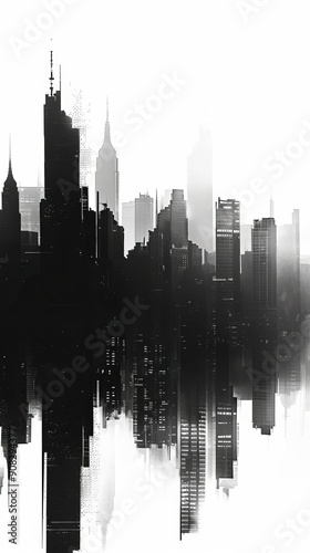Foggy Urban Skyline with Skyscrapers 7