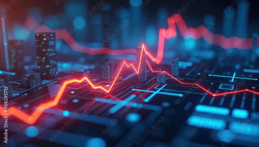 Fototapeta premium Cityscape and Financial Chart.