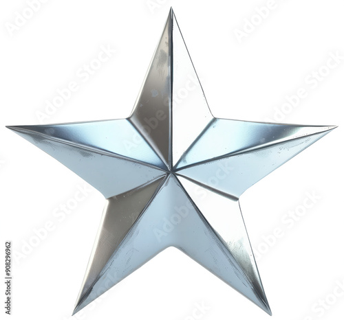 Obraz na płótnie Silver metallic five-pointed star on transparent background. Png file. w salonie