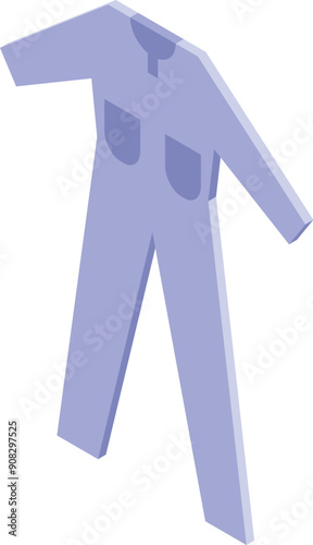 Isometric workwear jumpsuit presenting professional clothing for manual jobs, 3d illustration