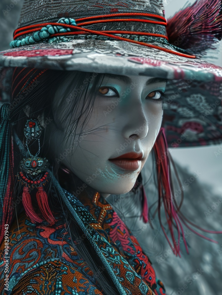 Cultural Portrait with Embellished Hat 2 Cultural Portrait with Embellished Hat 2