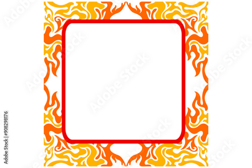 Frame or border decorative ornament design with a fire theme