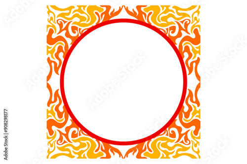 Frame or border decorative ornament design with a fire theme