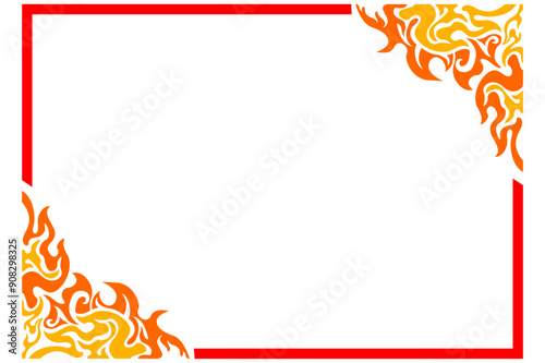 Frame or border decorative ornament design with a fire theme