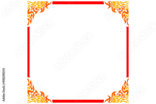 Frame or border decorative ornament design with a fire theme