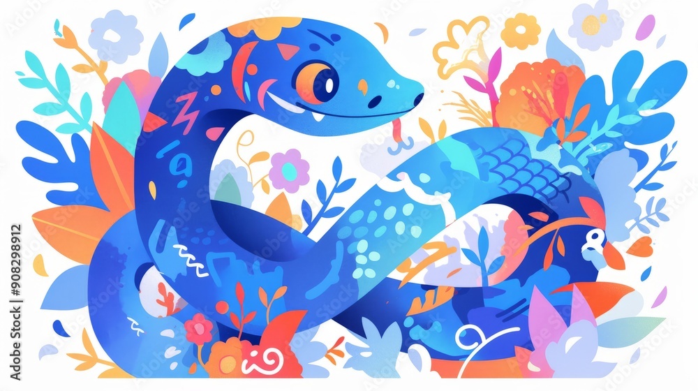 Abstract Blue Serpent Illustration 2