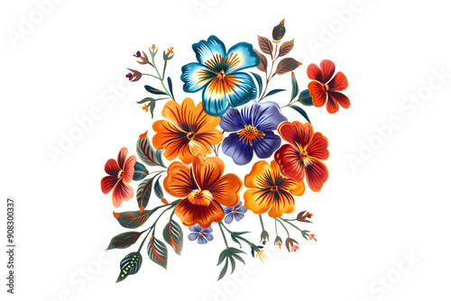 Mexican traditional flowers isolated cut-out illustration photo