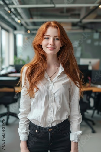 Confident Redhead Woman at the Office 2