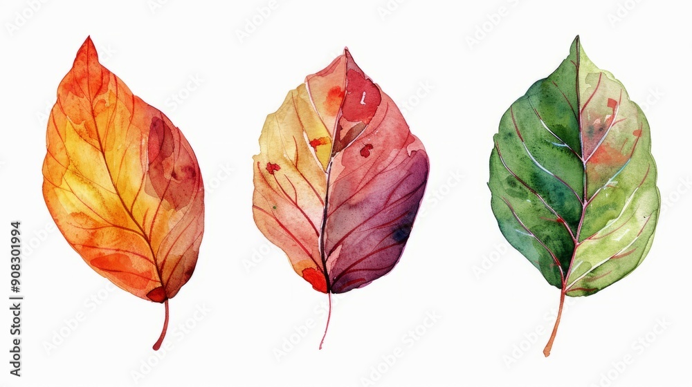 Watercolor Autumn Leaves Branch Illustration 18 Watercolor Autumn Leaves Branch Illustration 18
