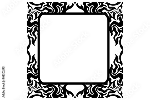 Frame or border decorative ornament design with a fire theme