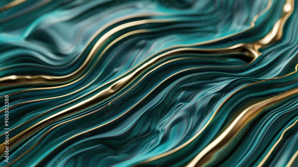 Fototapeta premium Luxurious Gold and Teal Patterns on Velvet Surface