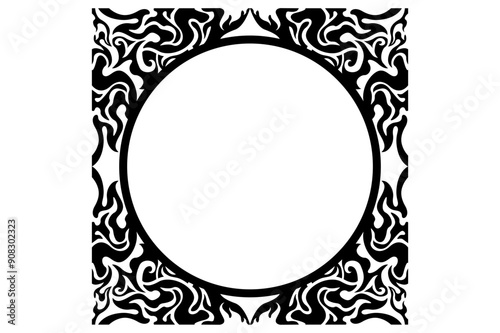 Frame or border decorative ornament design with a fire theme