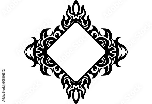 Frame or border decorative ornament design with a fire theme
