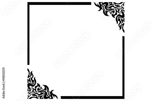 Frame or border decorative ornament design with a fire theme
